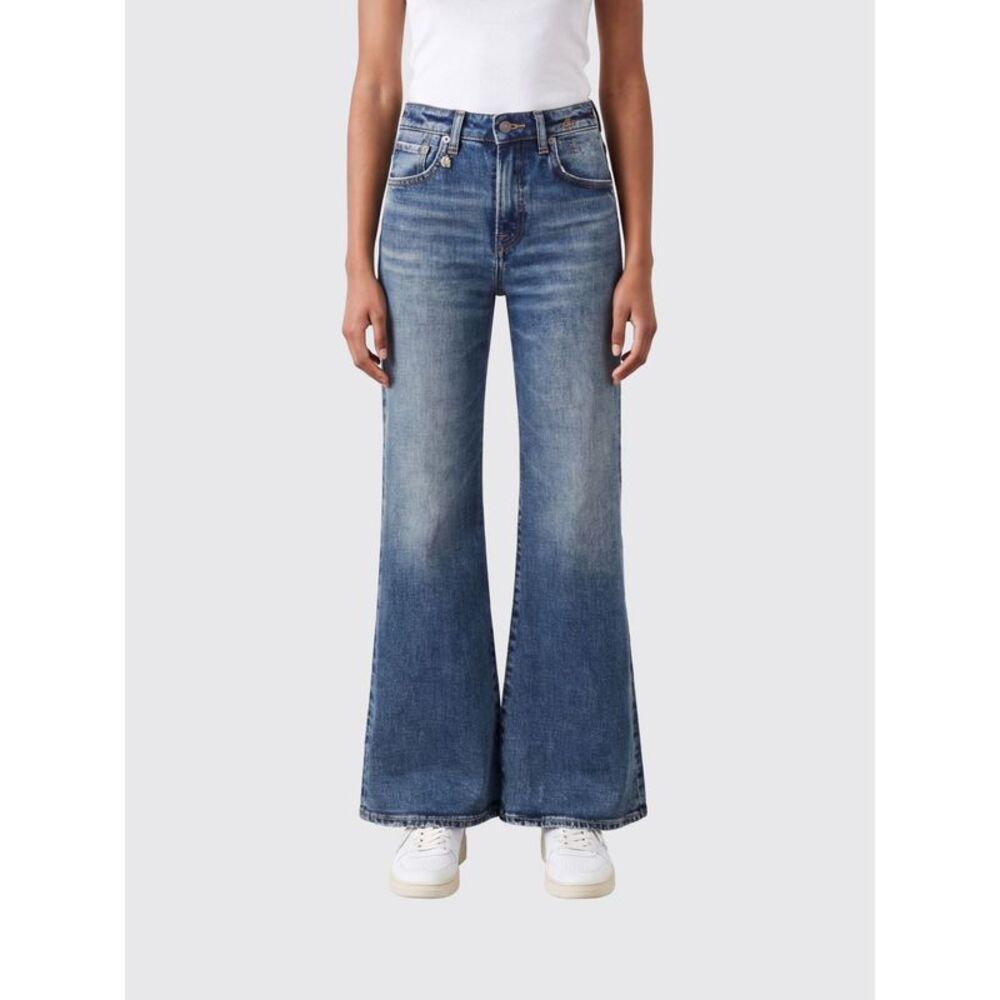R13 Women Joan Mid-Rise Flared Leg Cotton Denim Jeans R13